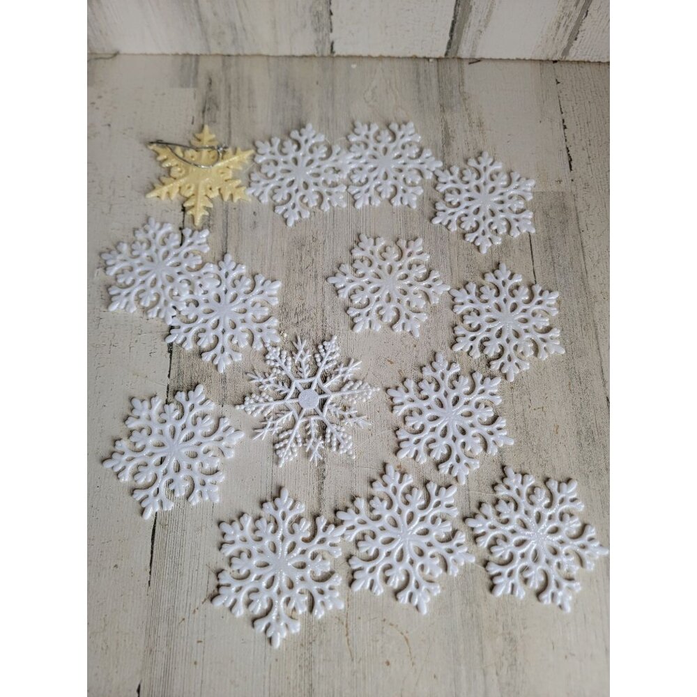 Variety glitter white‎ snowflake ornament Xmas set decor snow